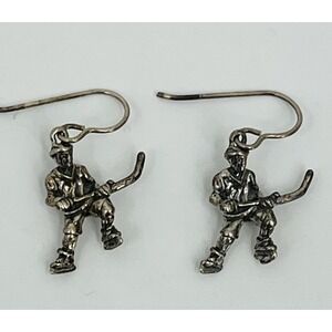 Sterling Silver Hockey Player Earrings .925 Vintage Hockey Mom Fan